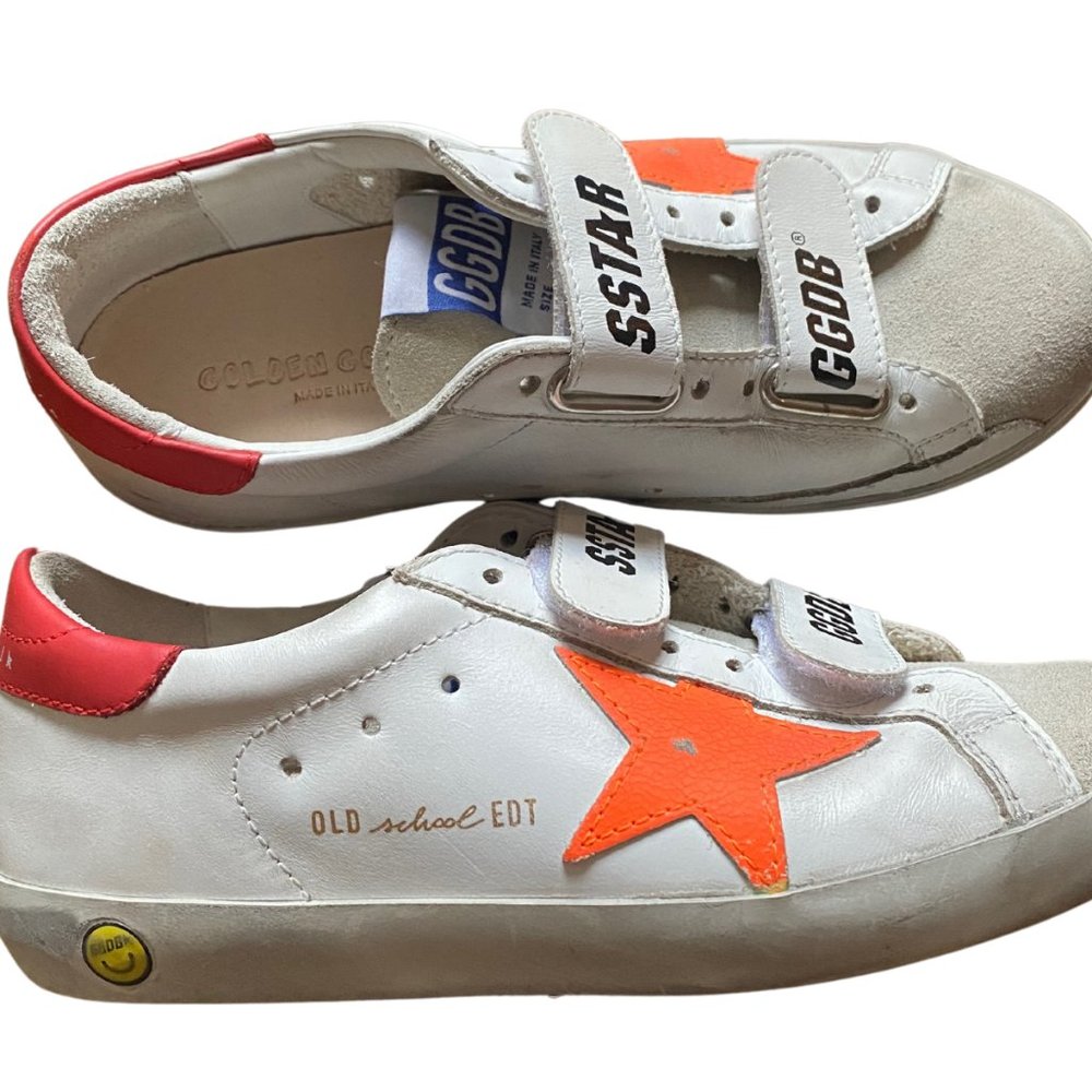 Golden Goose GGDB Kids/Childrens Old School Double Grip Strap Sneakers White